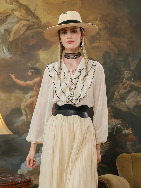 Black hourglass leather waist belt – statement fashion piece for women.