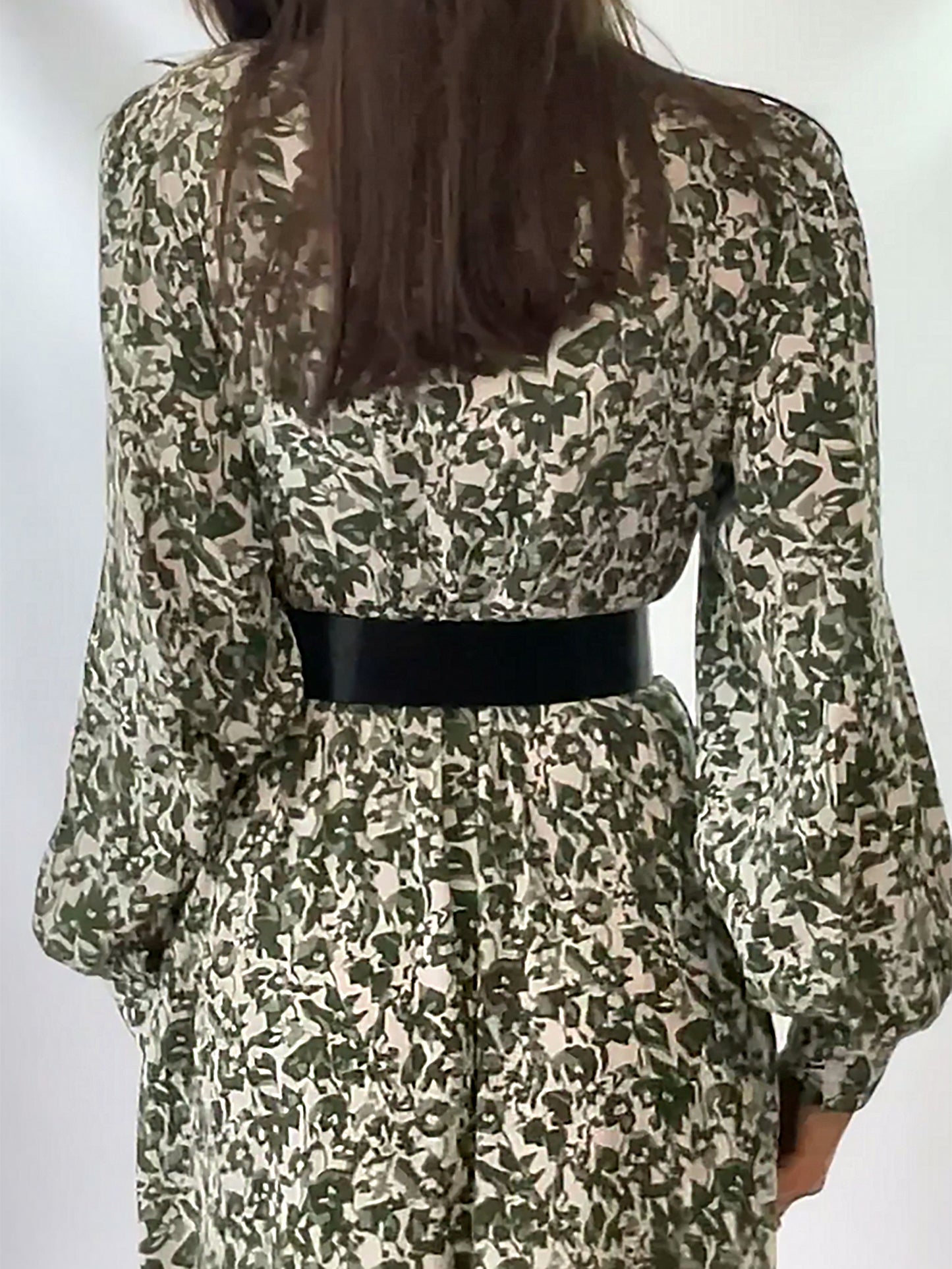 Back view of the black leather harness belt.