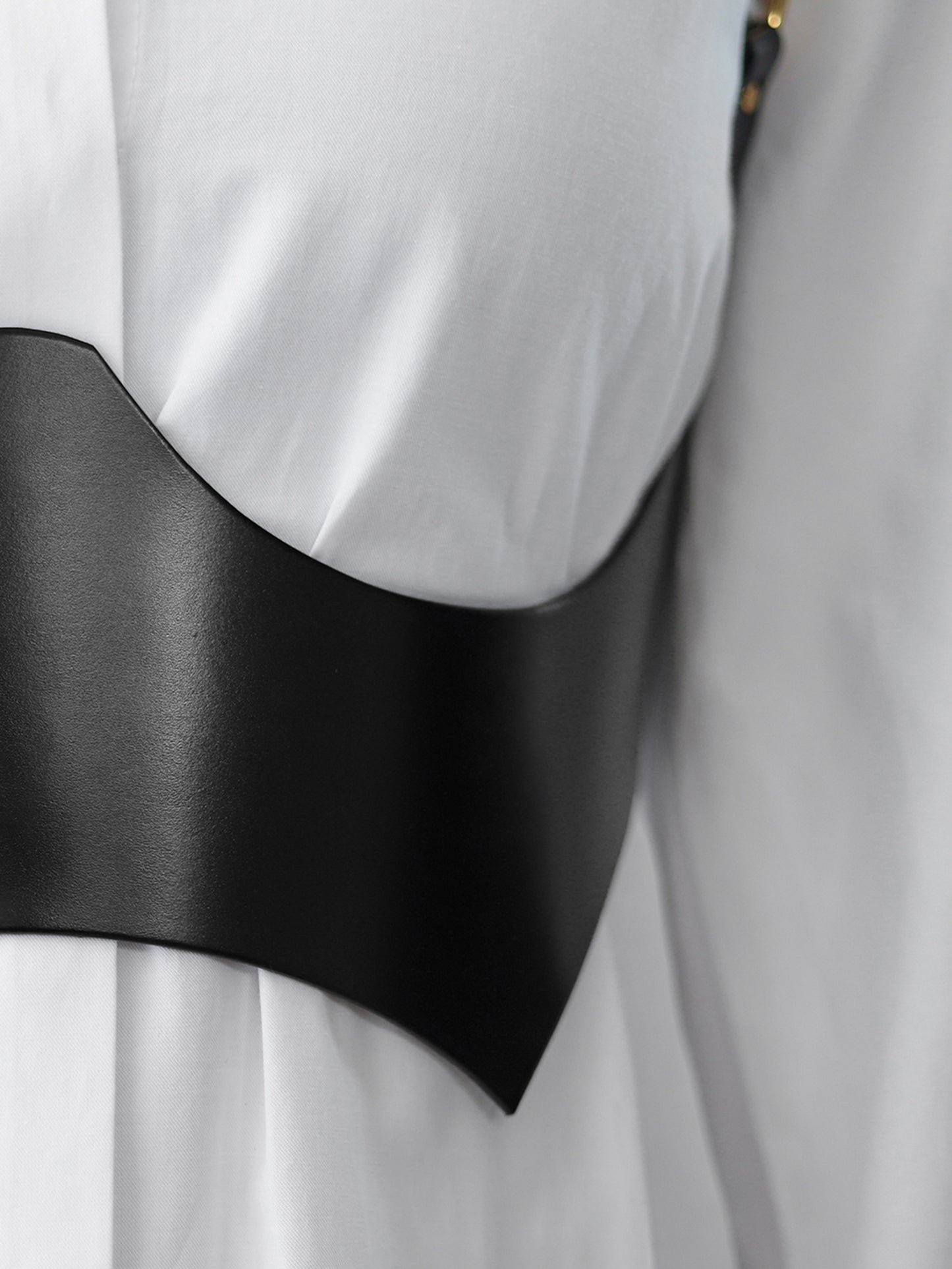 Detailed view of underbust corset harness.