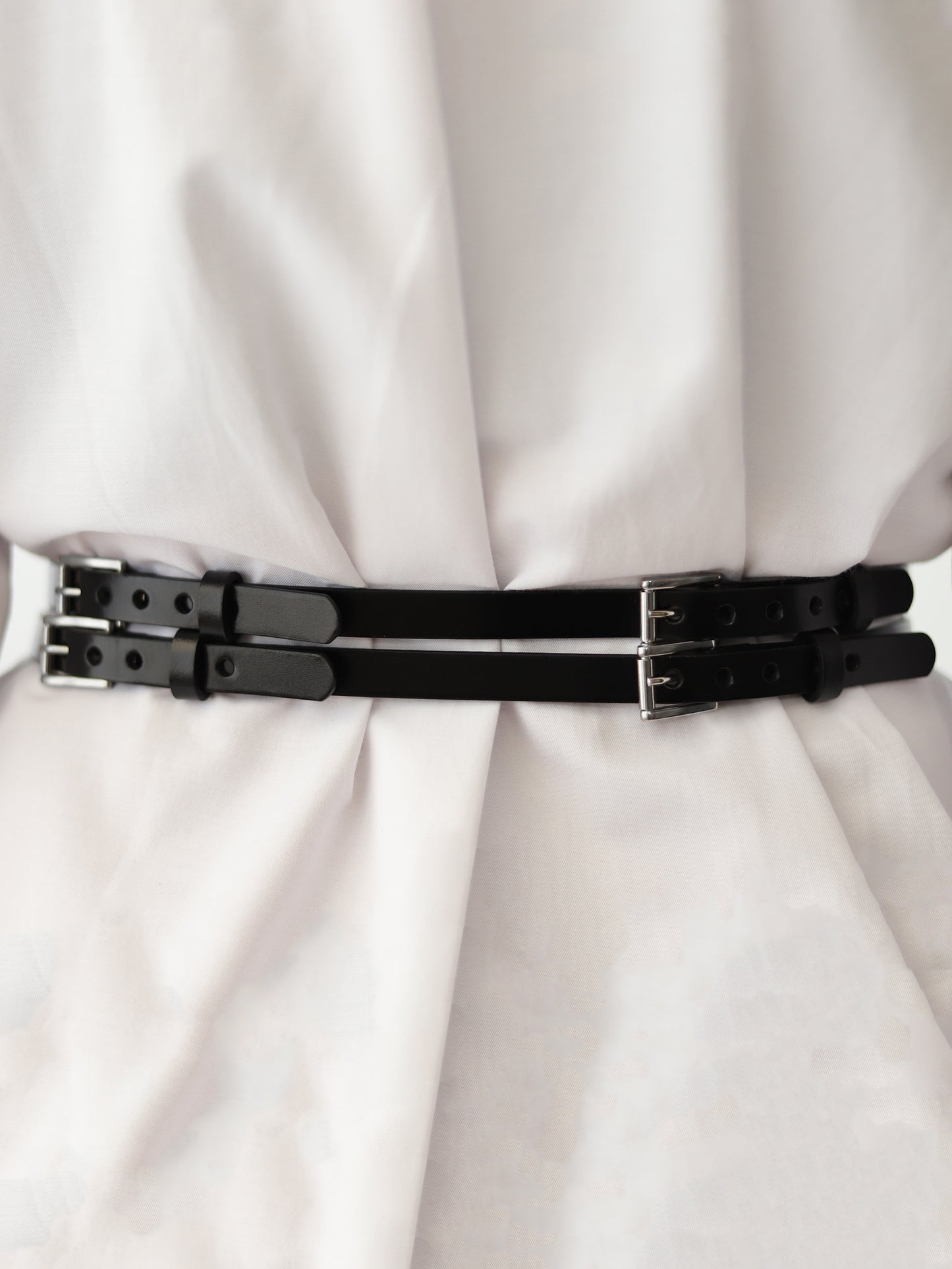 Back view of the double wrap leather belt.