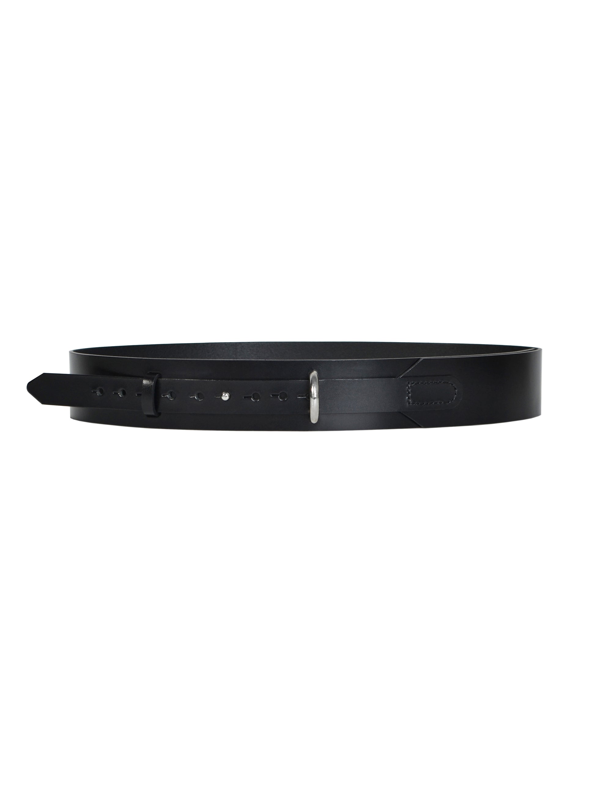 Front view of leather waist belt.