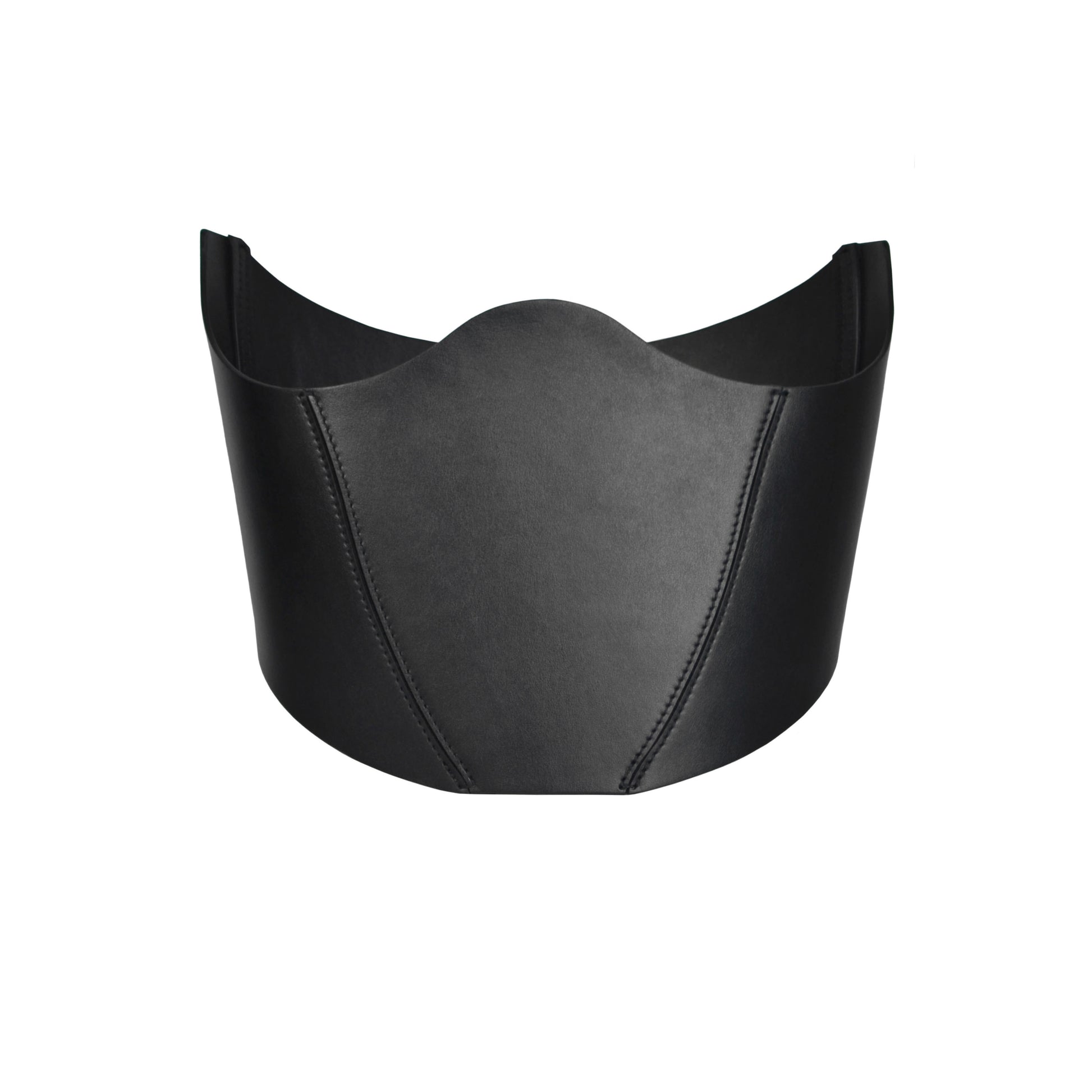 Front view of black structured underbust corset.