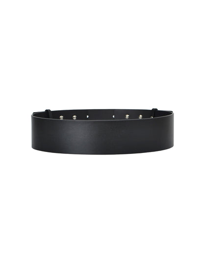 Back view of black high waist belt.