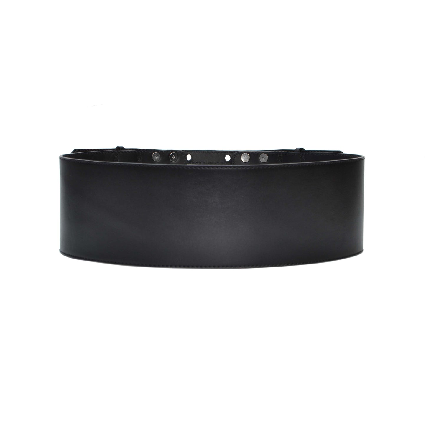 Back view of wide leather belt.